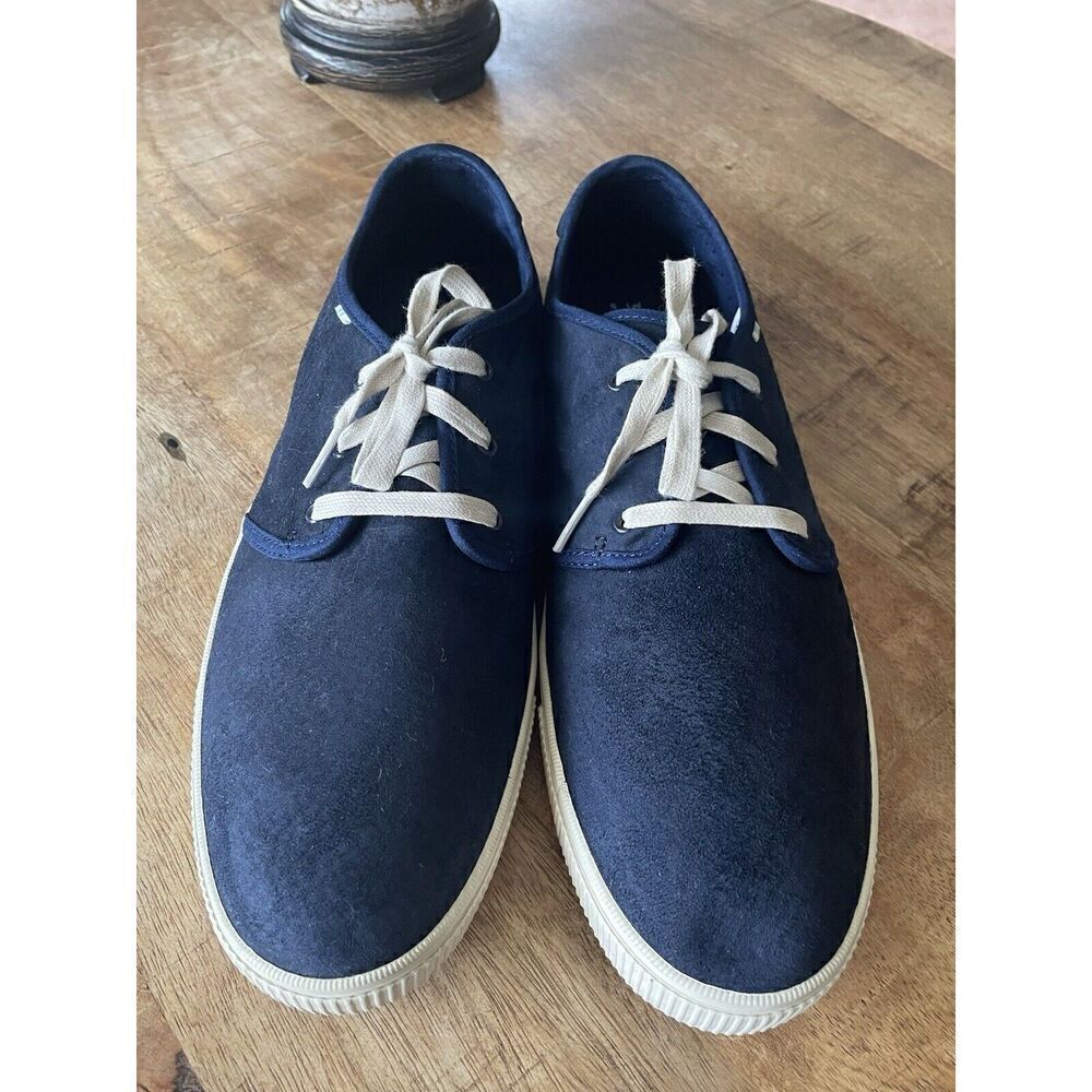 TOMS Men Carlo Casual Lace Up Sneakers- Navy GenuineSuede, US 11.5/ EUR 44.5
